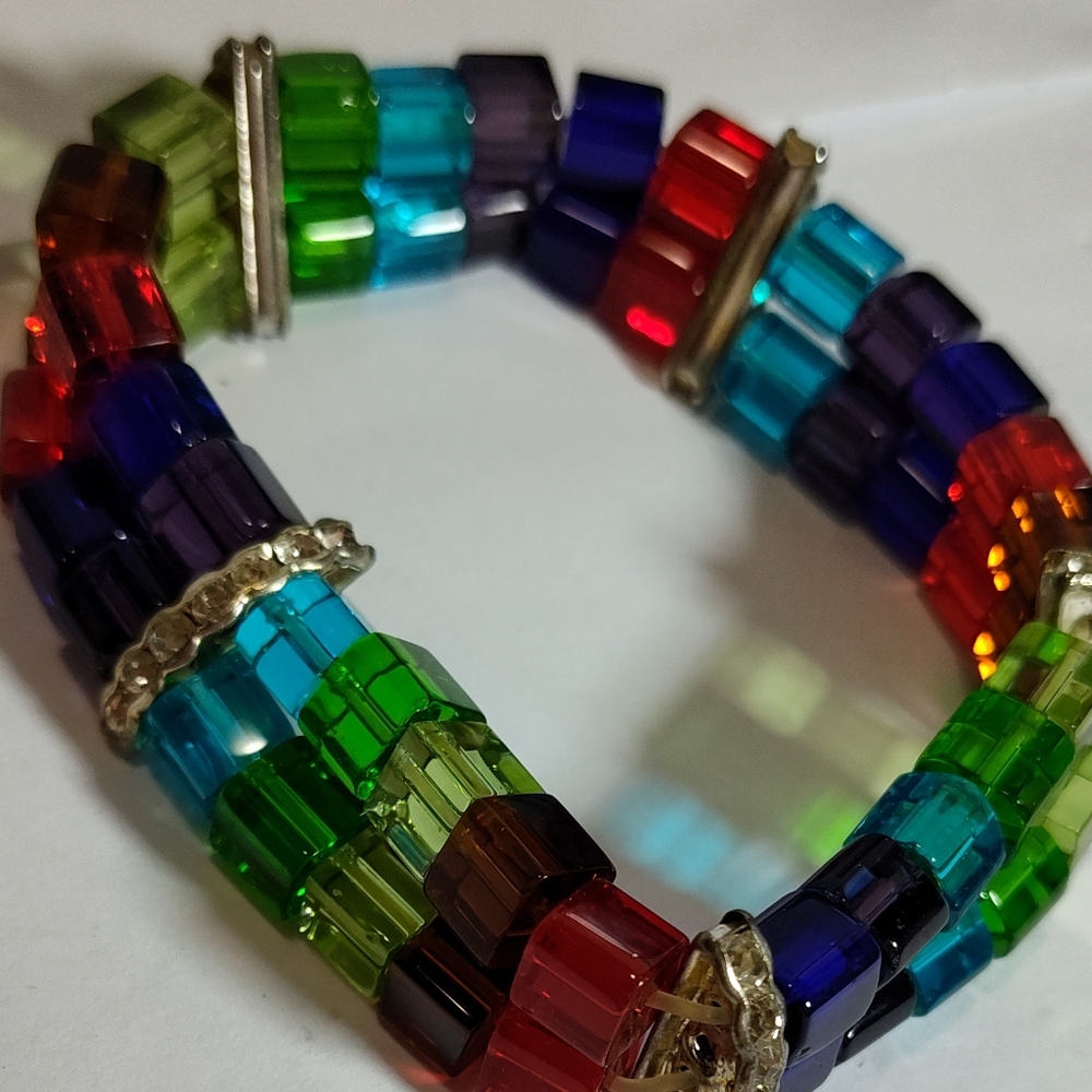 Guess Multicolor Gem Beaded Bracelet Nwot Double Strand